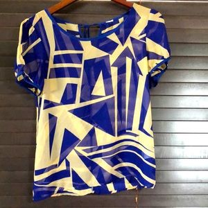 Sheer blue and cream blouse